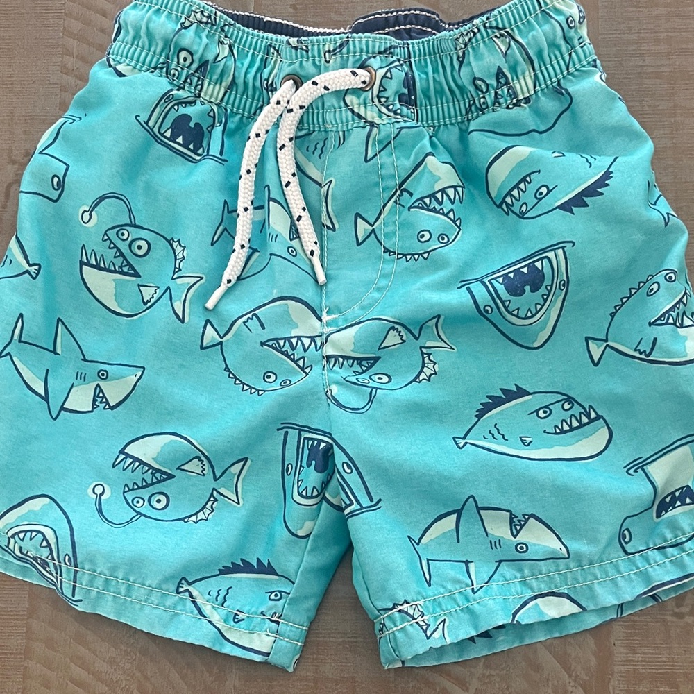 Carter’s Kids 3T Shark Print Swim Shorts - Blue